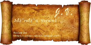 Jónás Vencel névjegykártya
